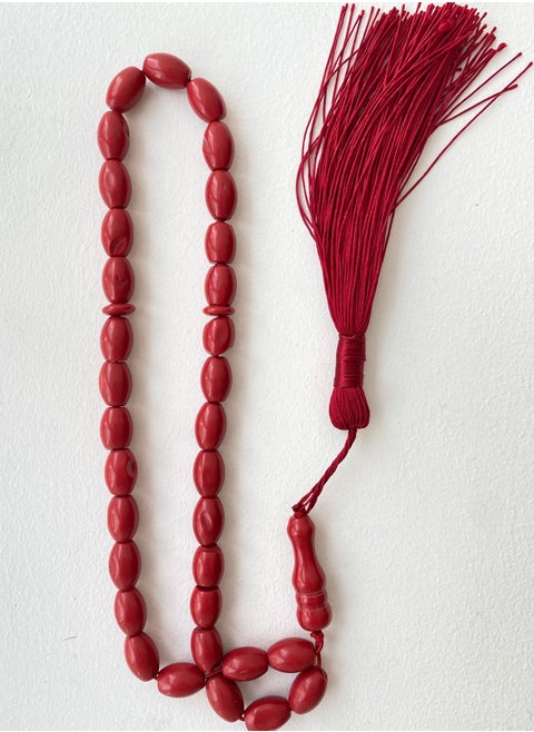red prayer beads rosary