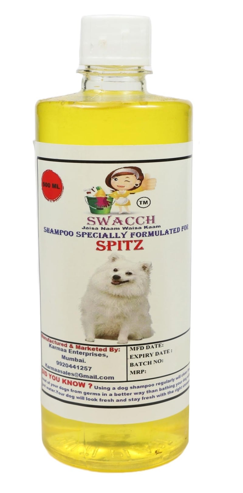 swacch Spitz Dog Shampoo + Dumbbell Toy I Durable Rubber Dog Toy for Chewing I Playing,Teeth Cleaning & Training Toy I Combo Pack I 500ml Lemon - Image 2