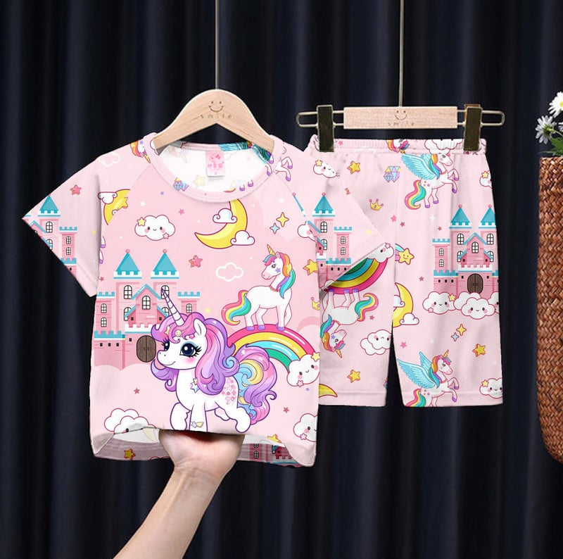 2024 Children'S Baby'S Home Clothes Boys' Pajamas Summer Short-Sleeved Shorts Girls Big Children'S Air-Conditioning Clothes Suit - Image 2