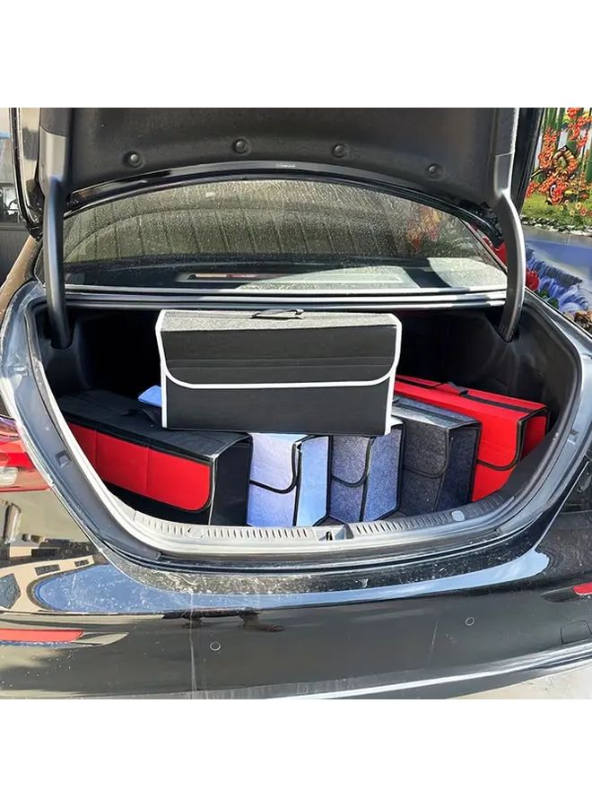 Black Car Trunk Organizer With Foldable Heavy Duty Fabric Construction For SUVs Sedans And Trucks Cushioned Interior Ergonomic Front Pocket Sturdy Frame Scratch Resistant Space Saving No Tools Required Multi Functional For Tools And Gear Road Trips And Daily Commute Car Storage Organizer - Image 4