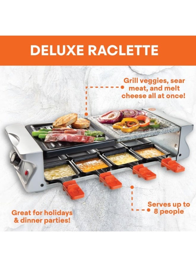 Masterchef MasterChef Dual Raclette Table Grill w NonStick Grilling Plate  Cooking Stone 8 Person Electric Tabletop Cooker for Korean BBQMelt Cheese Cook Meat  Veggies at Once19 x 8 Birthday Gift  - Image 2