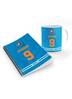 Stylizedd Stylizedd Designer Printed Coffee Mug + A5 Spiral Notebook Memo Notepad Journal Personalised Combo Gift Set  -Player Name - Sanju Samson, Jersey Number-9  - Image 1