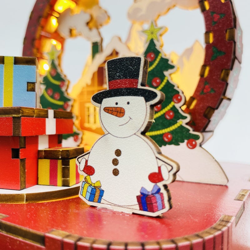 Handmade DIY 3D Wooden Rotating Music Box   color - Image 3
