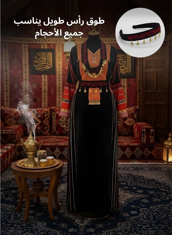 Premium Black Asiri Jalabiya with Multicolor Traditional Embroidery – Saudi Foundation Day Women’s Asiri Dress Inspired by Southern Heritage, Cultural Festival Wear, Long Modest Jalabiya with Authentic Najran Asir Motifs - Image 5