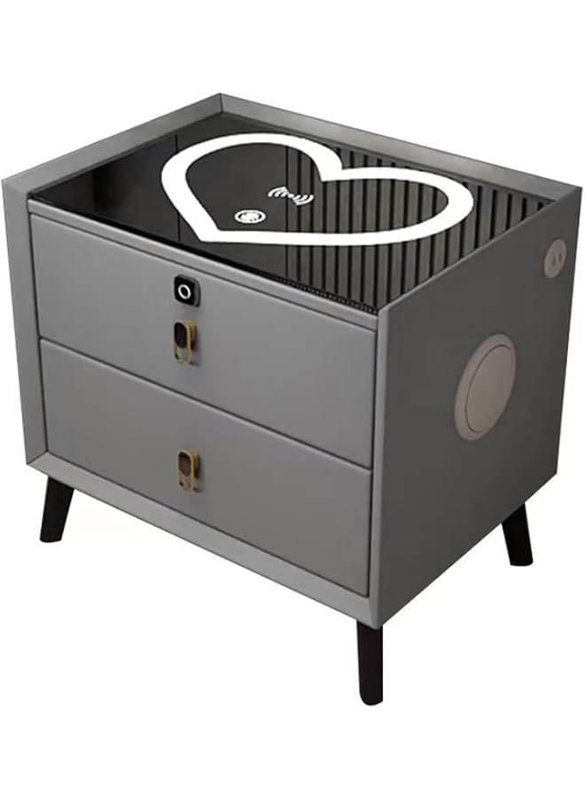 إيروريكس طاولة بجانب السرير الذكية مع محطة شحن لاسلكية، طاولة ليلية حديثة مع إضاءة LED ومنافذ USB لغرفة المعيشة وأثاث جانبي للأريكة باللون الرمادي مع صوت بلوتوث 50 * 40 * 45 سم - Image 1