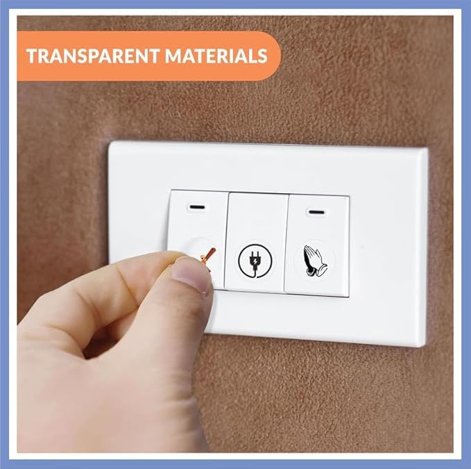 Desi Startup Desi Startup 600 Pcs 35 Designs Switch Board Stickers for Home and Office Switch Identification Stickers Transparent Self Adhesive Stickers for SwitchesLightbulb Fan ACBlack White - Image 4