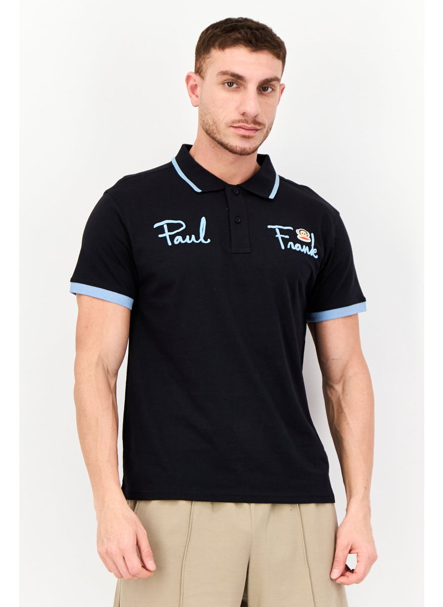 Paul Frank - Men Regular Fit Brand Logo Short Sleeves Polo Shirt, Black - Image 1