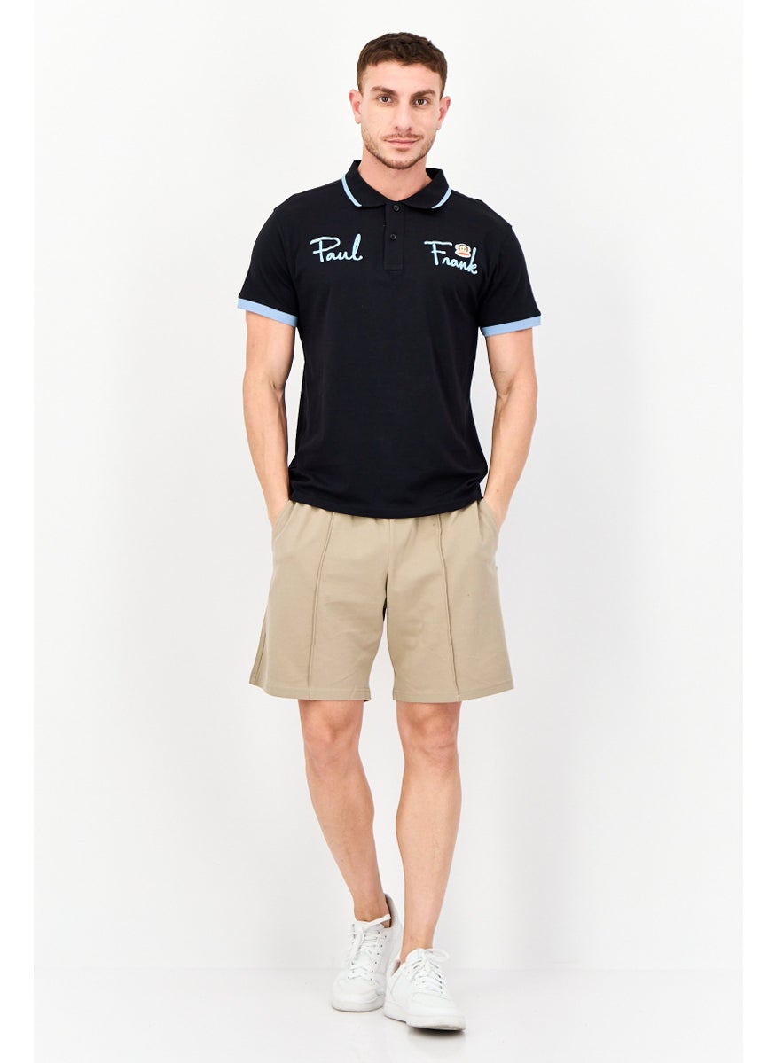 Paul Frank - Men Regular Fit Brand Logo Short Sleeves Polo Shirt, Black - Image 1