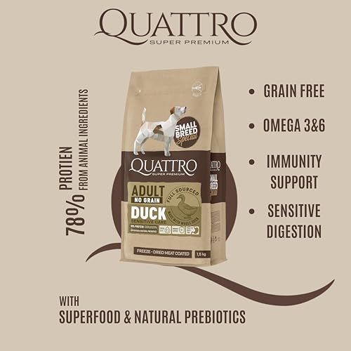 Quattro Super Premium Adult Dog Food for Mini Breeds - Duck, 1.5 kg - Image 3