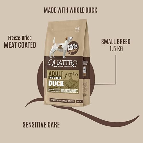 Quattro Super Premium Adult Dog Food for Mini Breeds - Duck, 1.5 kg - Image 2