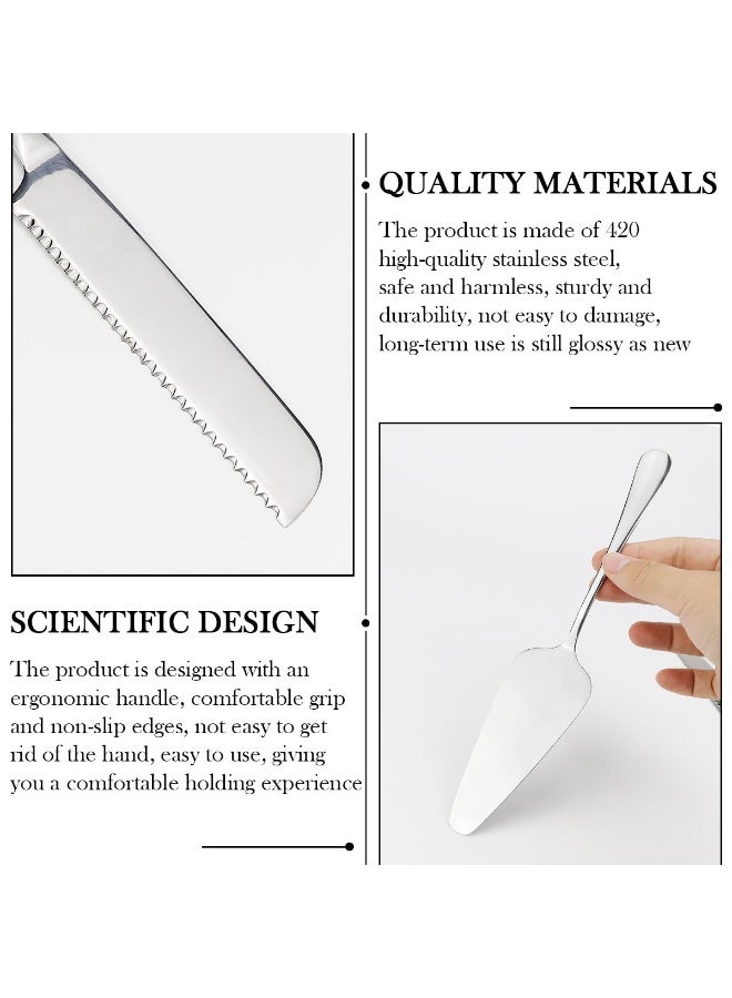 YelaJoy Cake Serving Set Wedding Cake Knife and Server Set with Forks Cake Cutting Utensils Stainless Steel Cake Cutter Serrated Cake Knife Professional Dessert Server for Cake Cheese Pie Pizza (Set of 4) - Image 4