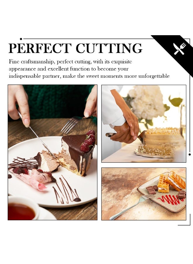 YelaJoy Cake Serving Set Wedding Cake Knife and Server Set with Forks Cake Cutting Utensils Stainless Steel Cake Cutter Serrated Cake Knife Professional Dessert Server for Cake Cheese Pie Pizza (Set of 4) - Image 5