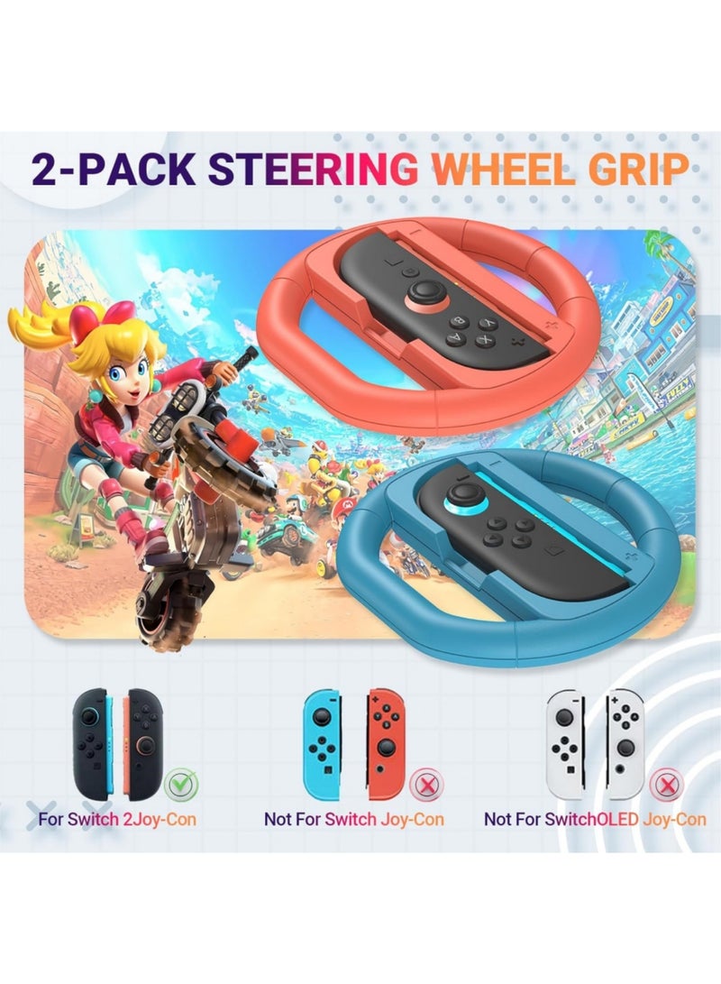 Aookay [2 Pack] Switch Steering Wheel for Nintenedo Switch 2 (2025), Racing Steering Wheel for Mario Kart World 9/8, Mario Kart Steering Wheel Grip for Switch2 Joy-con Accessories Kit (Orange+Blue)  - Image 4
