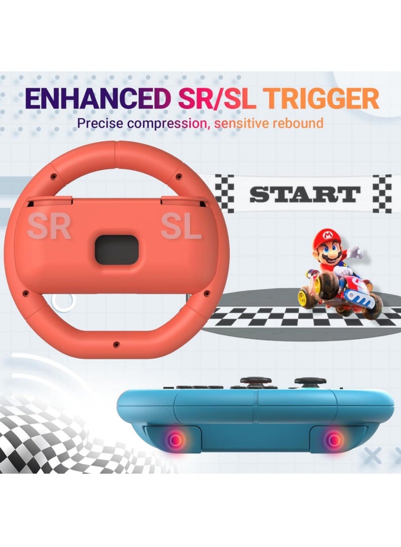 Aookay [2 Pack] Switch Steering Wheel for Nintenedo Switch 2 (2025), Racing Steering Wheel for Mario Kart World 9/8, Mario Kart Steering Wheel Grip for Switch2 Joy-con Accessories Kit (Orange+Blue)  - Image 3