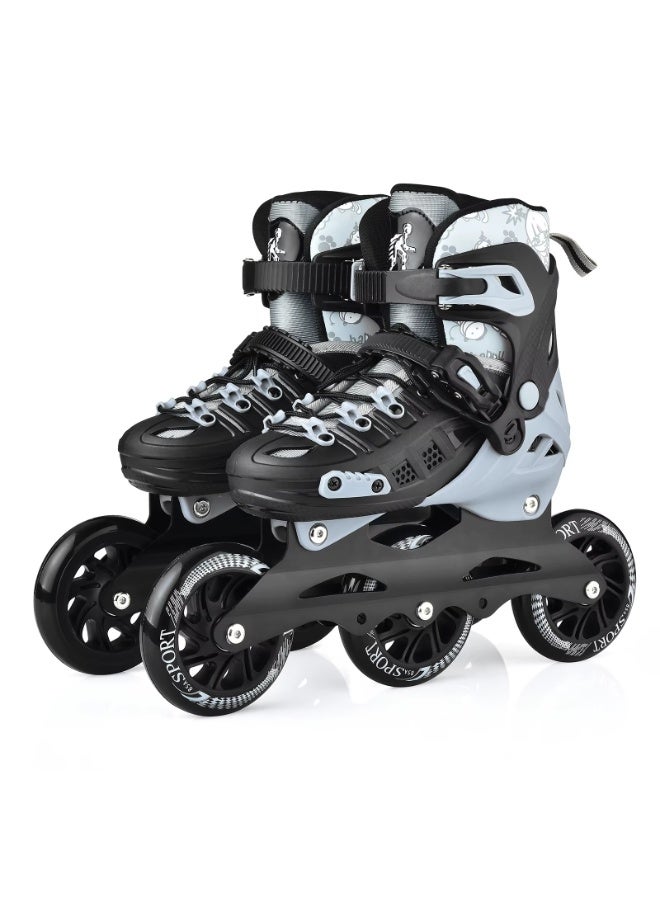 صندوق العاب أحذية تزلج بعجلات قابلة للتعديل مزودة بإضاءة و3 عجلات وخوذة وواقيات أحذية تزلج احترافية - مقاس كبير 39-42 - Image 1