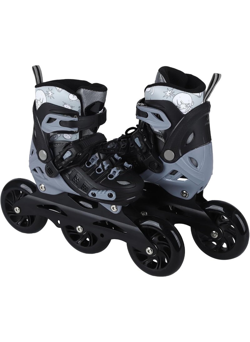 صندوق العاب أحذية تزلج بعجلات قابلة للتعديل مزودة بإضاءة و3 عجلات وخوذة وواقيات أحذية تزلج احترافية - مقاس كبير 39-42 - Image 2