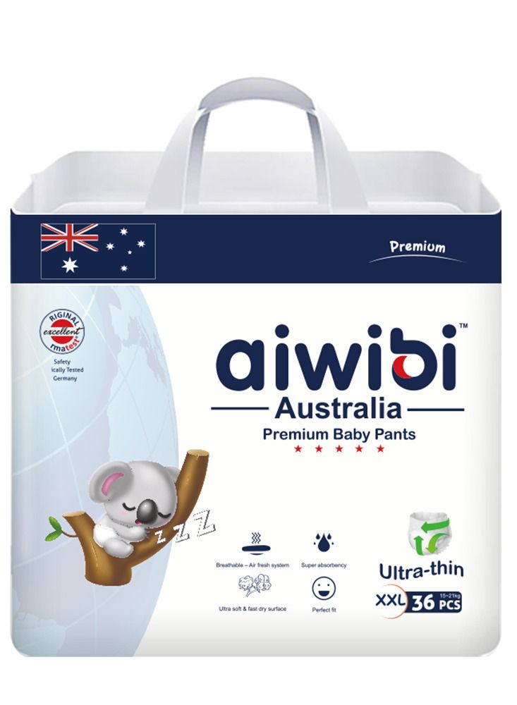 Aiwibi Ultra-Thin Premium Baby Pants Diaper- Size (6) XXL 36 Pcs (15-21kg) Super Soft and Ultra Thin, Anti-irritation Baby Nappy, Super Absorption, 360 Stretchy Waistband - Image 2