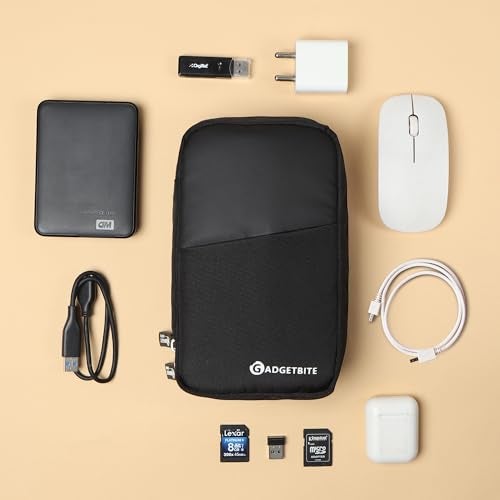 GadgetBite Vault Tech Kit Pouch for Cables, Chargers, and Adapters - Large Storage Travel Organizer for Power Banks and Electronics Accessories - Portable Gadget Organizer Bag - Black - Image 5