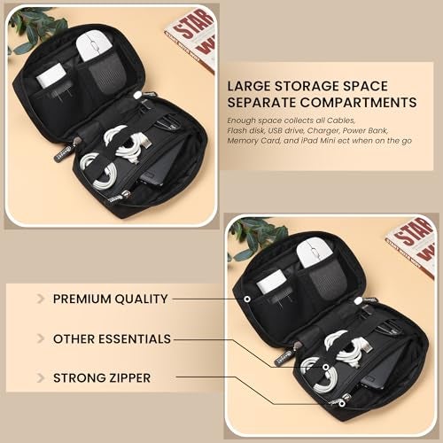GadgetBite Vault Tech Kit Pouch for Cables, Chargers, and Adapters - Large Storage Travel Organizer for Power Banks and Electronics Accessories - Portable Gadget Organizer Bag - Black - Image 2