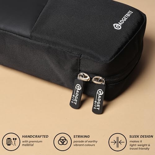 GadgetBite Vault Tech Kit Pouch for Cables, Chargers, and Adapters - Large Storage Travel Organizer for Power Banks and Electronics Accessories - Portable Gadget Organizer Bag - Black - Image 4