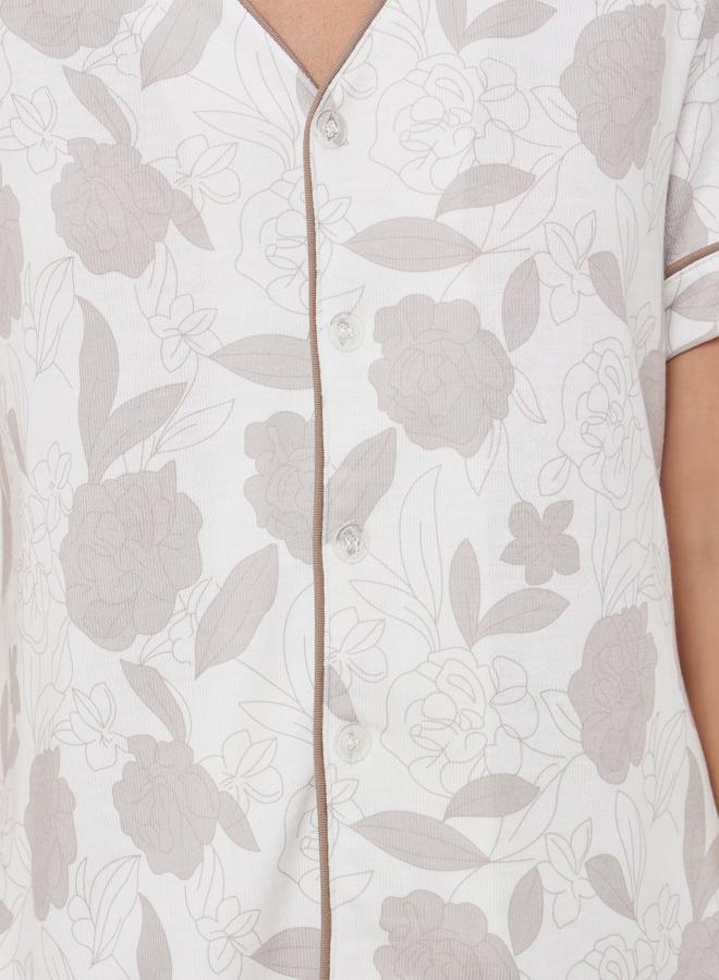 Styli All-Over Print V Neck Top and Long Pyjama Set - Image 3