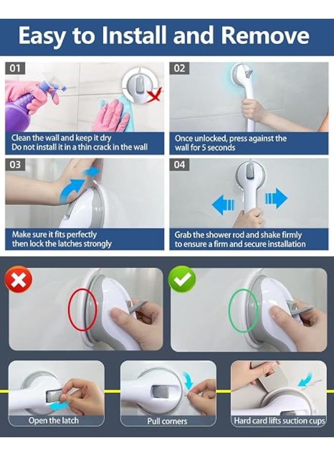 Suction Grab Bar for Bathroom Support, 9.98 Inch Shower and Bathtub Handle, Heavy Duty Style No-Drill Safety Grip for Daily Mobility Assistance - Image 2