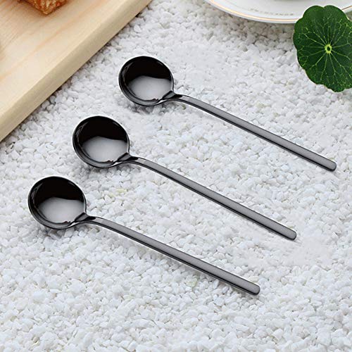 LINWIN Set of 8 Mini Espresso Spoons 5.3-inch Matte Black Frosted Handle Stainless Steel Coffee Spoons for Dessert Tea Ice Cream Sugar Cake Coffee - Image 3