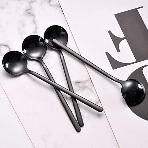 LINWIN Set of 8 Mini Espresso Spoons 5.3-inch Matte Black Frosted Handle Stainless Steel Coffee Spoons for Dessert Tea Ice Cream Sugar Cake Coffee - Image 2