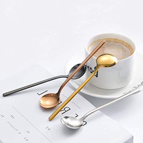LINWIN Set of 8 Mini Espresso Spoons 5.3-inch Matte Black Frosted Handle Stainless Steel Coffee Spoons for Dessert Tea Ice Cream Sugar Cake Coffee - Image 4