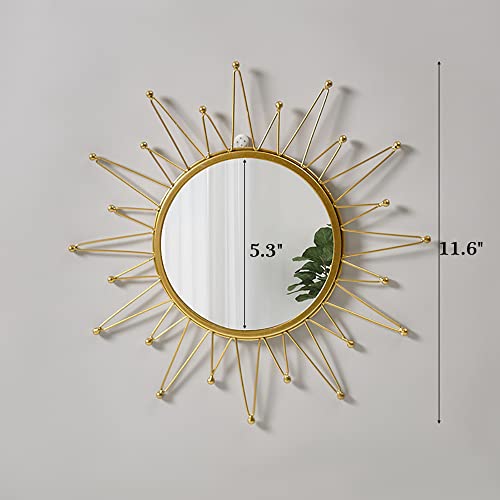 KKTAPOS Gold Mirrors for Wall - Metal Sunburst Wall Mirror Room Decor & Home Decor, Boho Mirror Wall Decor Gifts for Women & Moms (Small, Sunshine) - Image 2