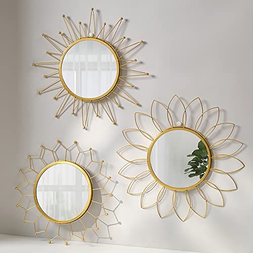KKTAPOS Gold Mirrors for Wall - Metal Sunburst Wall Mirror Room Decor & Home Decor, Boho Mirror Wall Decor Gifts for Women & Moms (Small, Sunshine) - Image 4