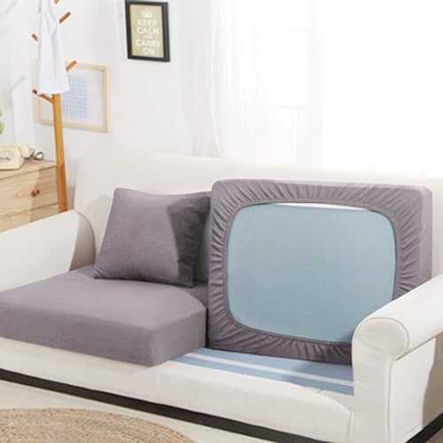 DREAM KING Terry Polycotton Sofa Seat Protector | Flexible | Elastic Stretchable | Sofa Cover | Sofa Protector Four Seater | Color- Grey (Size: 23 inch X 23 inch) Pack of 6 - Image 5