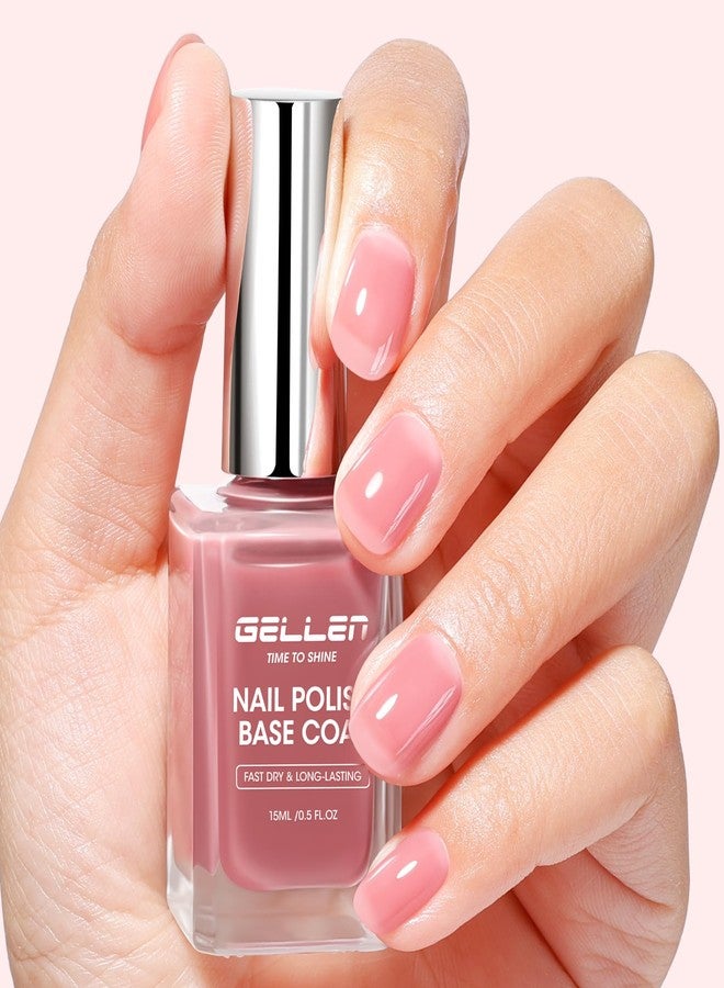 Gellen 4‑in‑1 Clear Nail Polish Base Coat Sheer Tinted Pink, Ridge Filler, Nail Strengthener& Concealer, Calcium Formula Strengthens Nails, Natural Color Enhances Natural Look, No HEMA, Anti-yellowing - Image 1