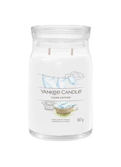 YANKEE CANDLE Signature Scented Candle | Clean Cotton Large Jar Candle with Double Wicks | Soy Wax Blend Long Burning Candle | Perfect Gifts for Women  - Image 1
