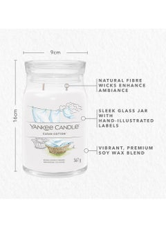 YANKEE CANDLE Signature Scented Candle | Clean Cotton Large Jar Candle with Double Wicks | Soy Wax Blend Long Burning Candle | Perfect Gifts for Women  - Image 5