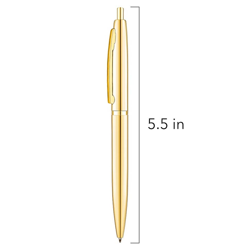 Unibene 6 Pack Gold Click Ballpoint Pens - Black ink Medium Point(1 mm), Metallic Retractable Pen Nice Gift for Business Office Students Teachers Wedding Christmas - Image 2