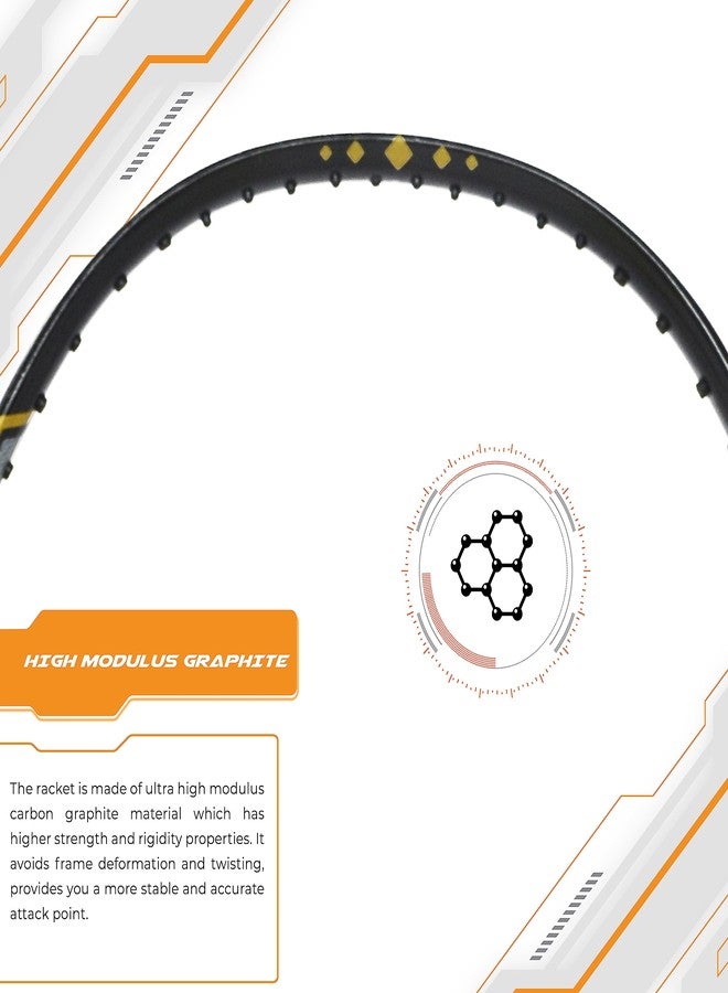 أباك مضرب تنس الريشة الاحترافي فائق القوة Apacs Finapi 232 Xtra Power (40 رطلاً، 100% جرافيت ياباني فائق الجودة) بدون أوتار مع غطاء كامل مجاني (أسود أحمر) - Image 2