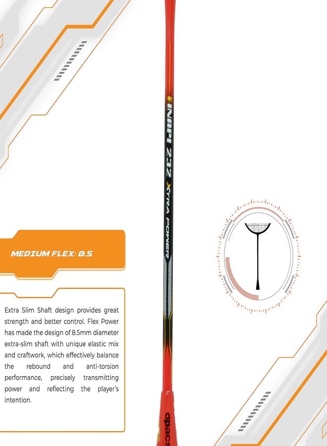 أباك مضرب تنس الريشة الاحترافي فائق القوة Apacs Finapi 232 Xtra Power (40 رطلاً، 100% جرافيت ياباني فائق الجودة) بدون أوتار مع غطاء كامل مجاني (أسود أحمر) - Image 5