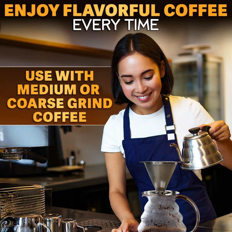 KETAR Pour Over Coffee Dripper - 3.18x4.48" Stainless Steel Pour Over Coffee Maker with Large Plastic Handle, Wide Secure Base and a Brush for Cleaning - Ensures Well-Balanced and Reach Tea Infuser - Image 2