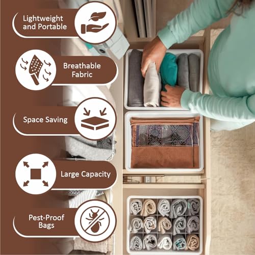 HOMIFLY 12 Pcs Non Woven Saree Covers for Storage/Saree Organizer for Wardrobe with Zip & Transparent Window/Saree Bags for Storage/Holds 2 to 3 Sarees Each (14x17 Inch, Orange) - Image 4