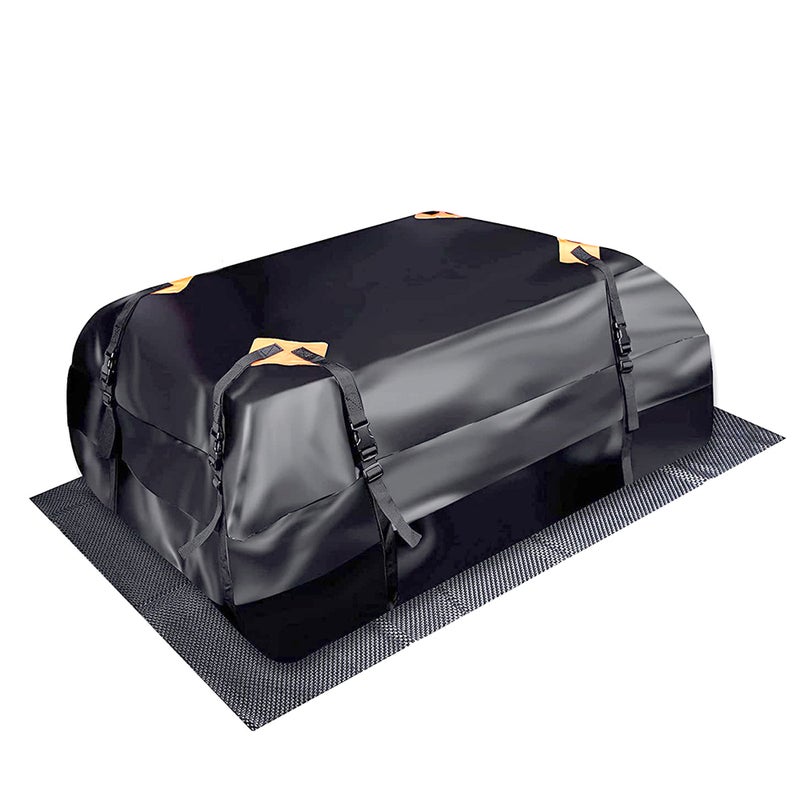 Car Roof Bag: 425L Black 600D Oxford Cloth - Waterproof Sunproof All-weather Performance Soft-sided Folding Storage Bag for Outdoor Travel Luggage Transport - Image 1
