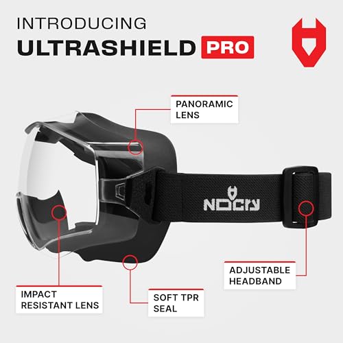 NoCry نظارات أمان NoCry فوق النظارات مع مقاومة شديدة للصدمات — حماية عيون معتمدة من ANSI Z87.1 مع عدسات مضادة للضباب، مضادة للخدش و UV380 — حزام قابل للتعديل — مثالية لمختبر الكيمياء - Image 2
