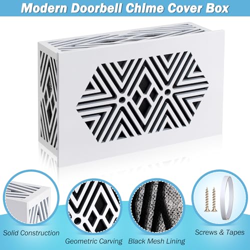 Saillong Wood Doorbell Chime Cover Box - Universal Decorative with Extra Self-Adhesive Tape - Easy to Install for Home (White) - Image 3