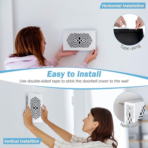 Saillong Wood Doorbell Chime Cover Box - Universal Decorative with Extra Self-Adhesive Tape - Easy to Install for Home (White) - Image 4
