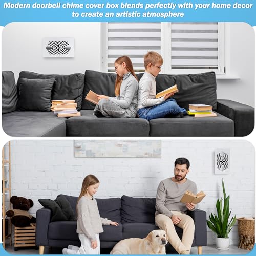 Saillong Wood Doorbell Chime Cover Box - Universal Decorative with Extra Self-Adhesive Tape - Easy to Install for Home (White) - Image 2