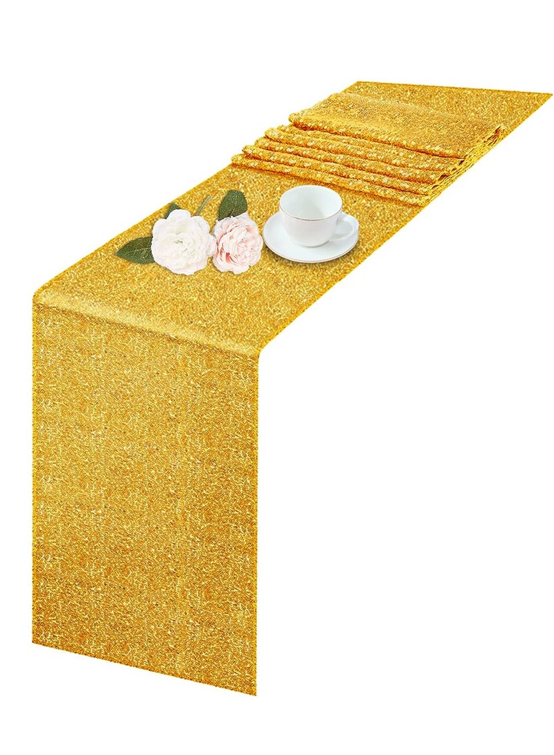 SYOSI Sequin Table Runner, 3 Pack Satin Table Runner, 12" x 72"Sequin Table Cloth, Rectangle Tables Sparkle Table Covers, for Birthday, Wedding, Banquet, Holiday Party Decorations Baby Shower (Gold) - Image 1