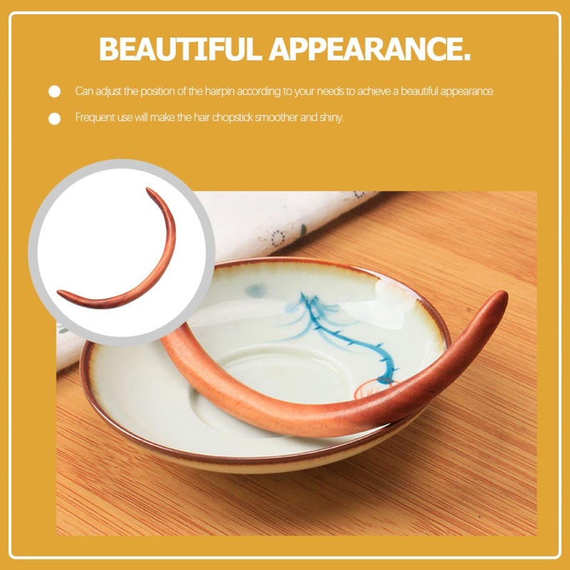 FENICAL Peach Wood Hair Chopsticks Moon Shape Hair Stick 11.5cm for Women Accessories for Buns - Image 4