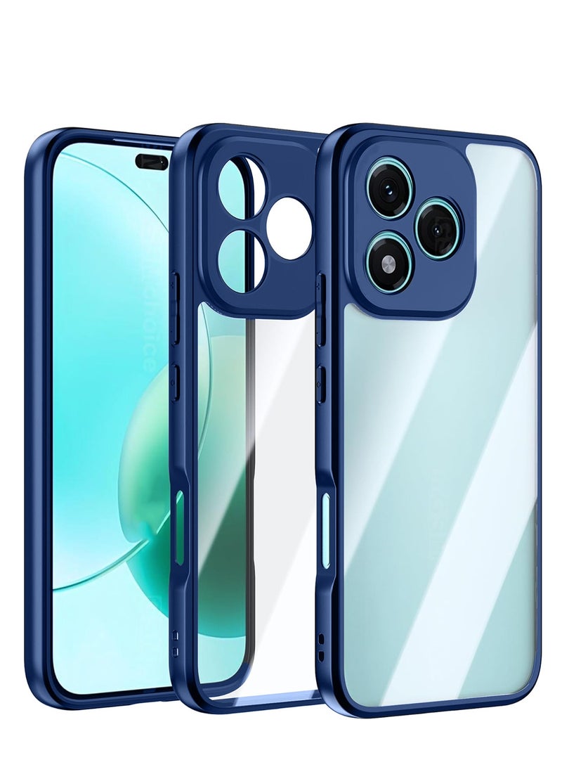 دبليو تيك غلاف حماية نحيف من TPU سيليكون هجين 5G Honor 400 Lite 2025 مع حواف مرتفعة للكاميرا (MCAPSA) - شفاف/أزرق بحري - Image 1