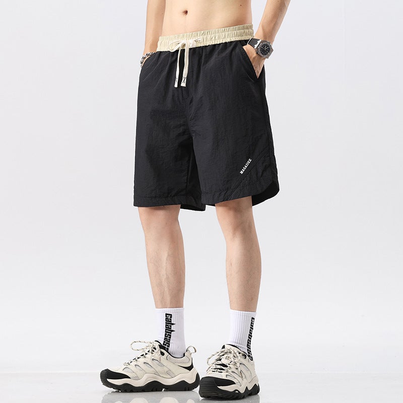 New khaki mens summer pants wholesale all-match cool feeling thin breathable quick-drying nylon casual pants men 2327 black [shorts]] 