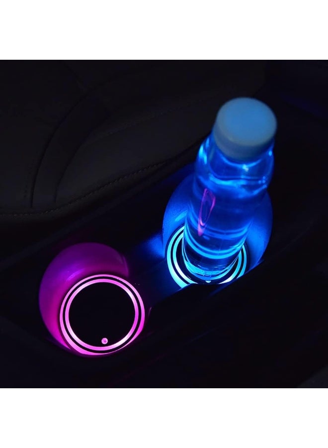 LEDCARE LED Car Cup Holder Lights, 7 Colors Changing USB Charging Mat Waterproof Cup Pad - Image 4